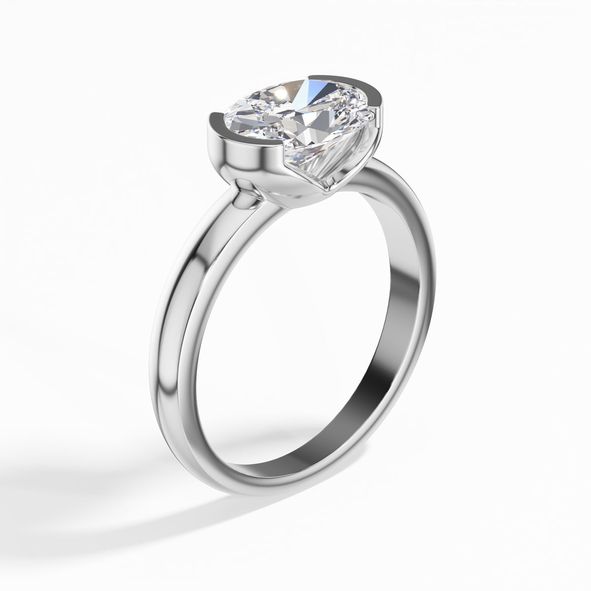White Gold 2Ct Oval Solitaire Vs Vvs Ef Lab Grown Diamond Aurel Ring