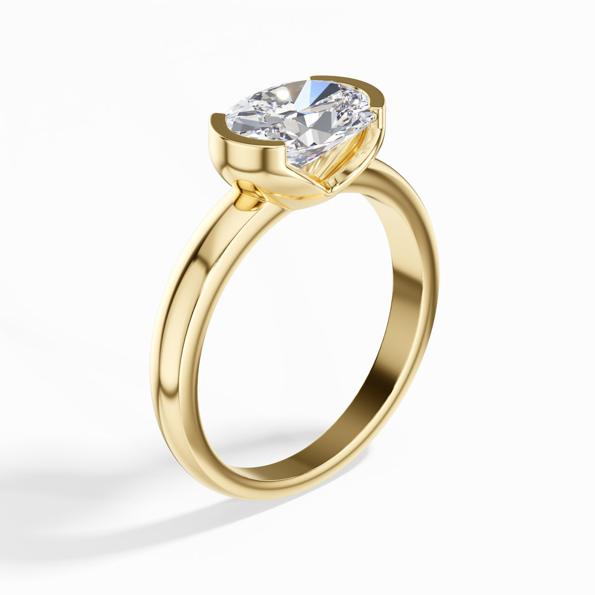 Yellow Gold 2Ct Oval Solitaire Vs Vvs Ef Lab Grown Diamond Aurel Ring