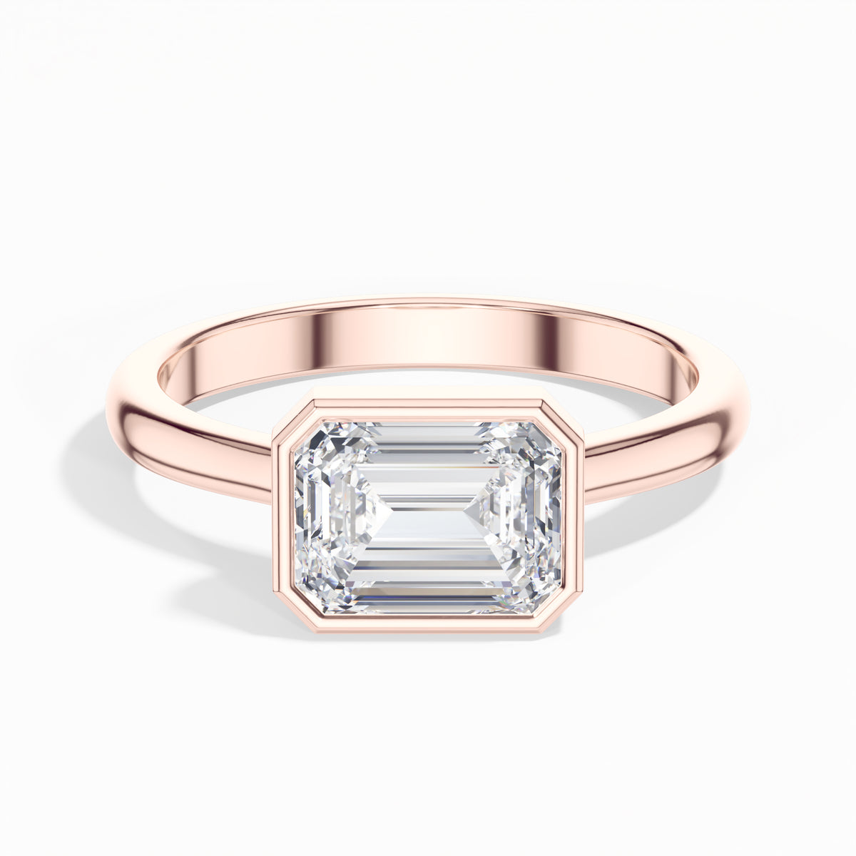 Rose Gold 1 50Ct Emerald Cut Solitaire Lab Grown Diamond Zyra Ring