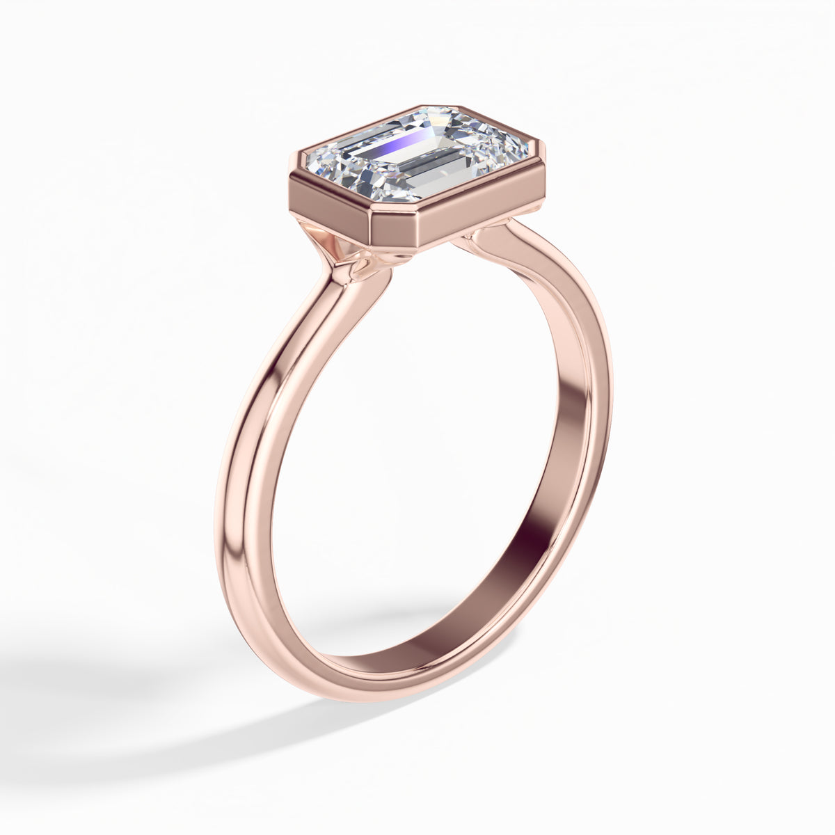Rose Gold 1 50Ct Emerald Cut Solitaire Lab Grown Diamond Zyra Ring