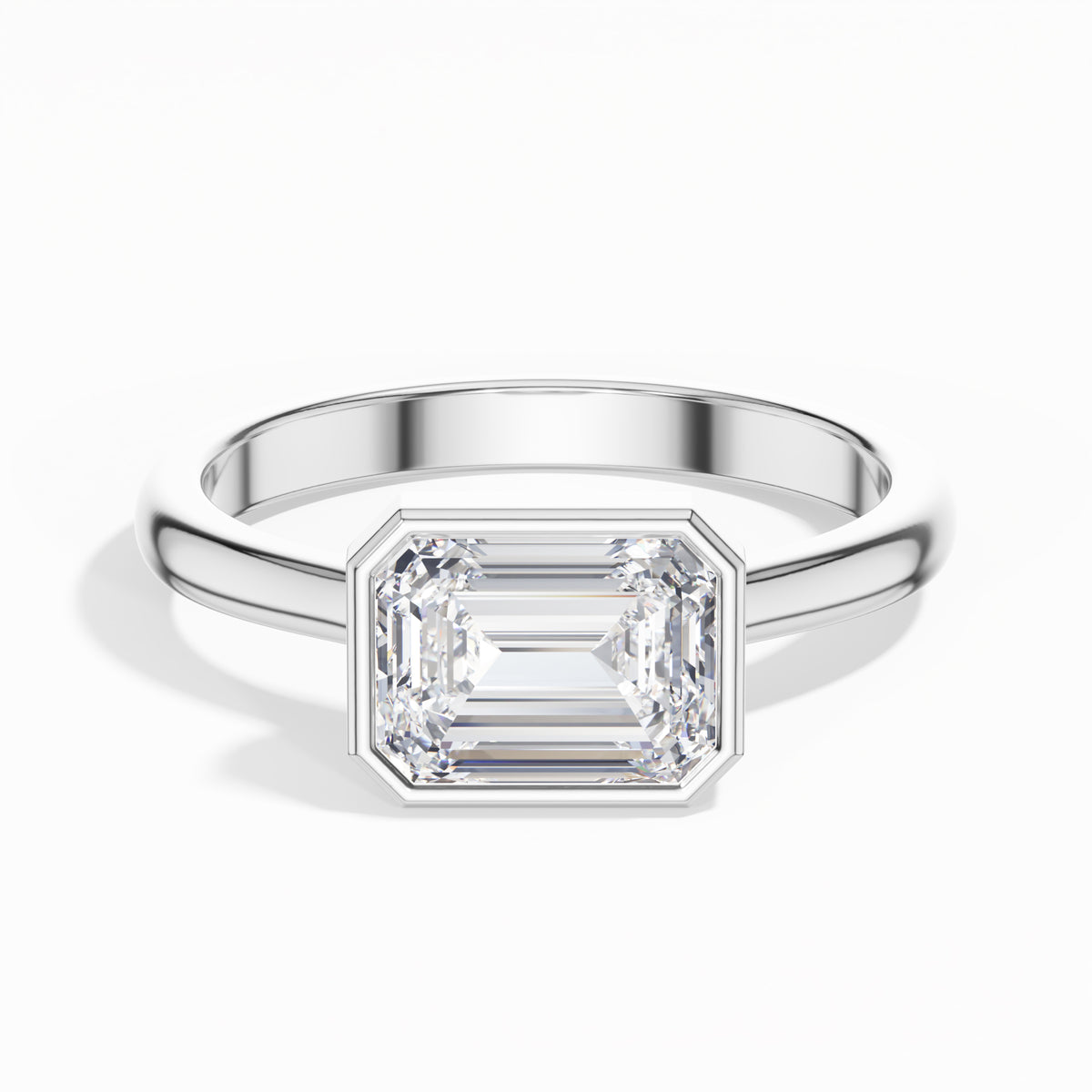 White Gold 1 50Ct Emerald Cut Solitaire Lab Grown Diamond Zyra Ring