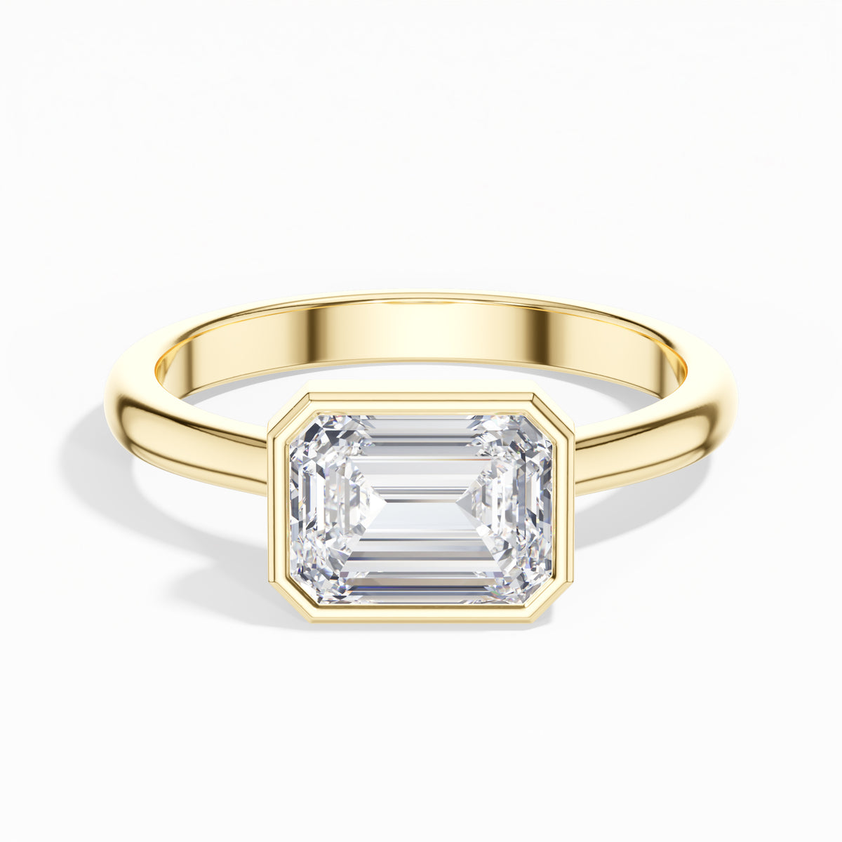 Yellow Gold 1 50Ct Emerald Cut Solitaire Lab Grown Diamond Zyra Ring