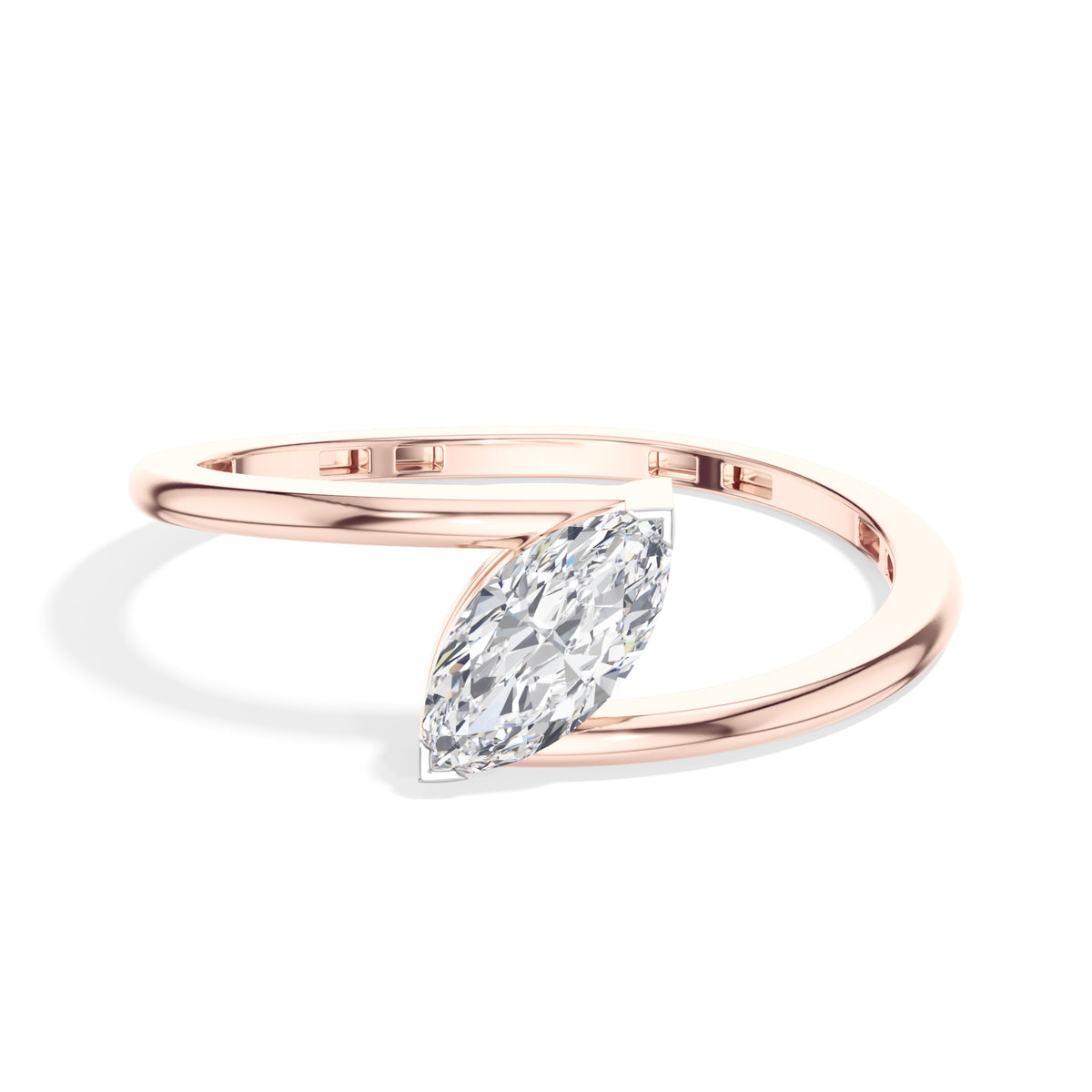 Lune Ring Marquise Lab Grown Diamond East West Knife Edge