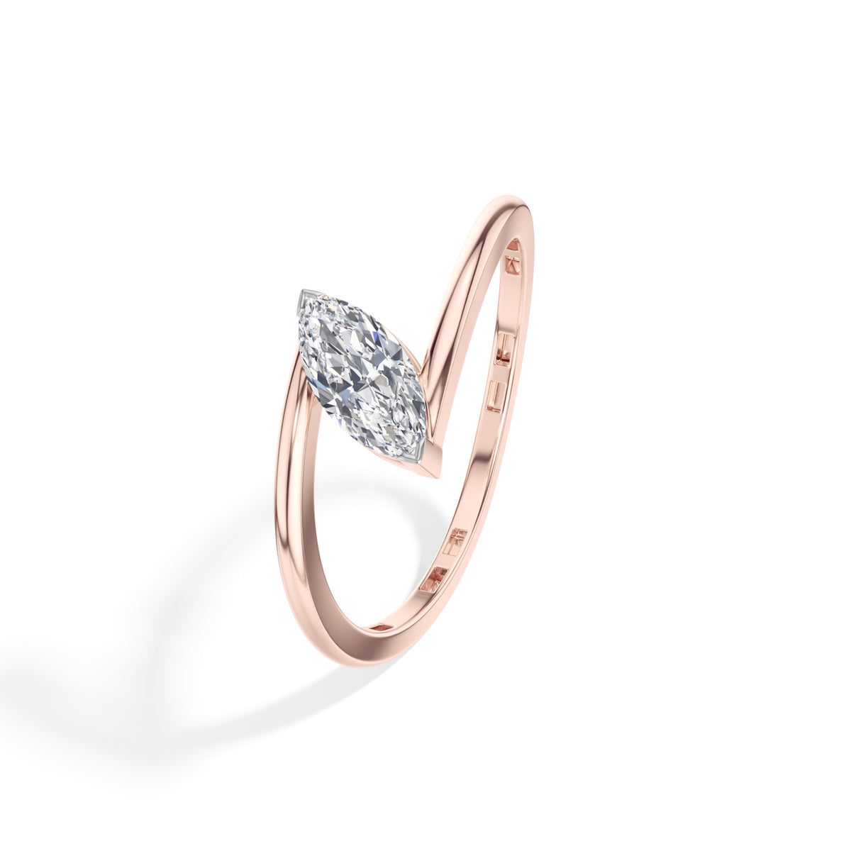 Lune Ring Marquise Lab Grown Diamond East West Knife Edge
