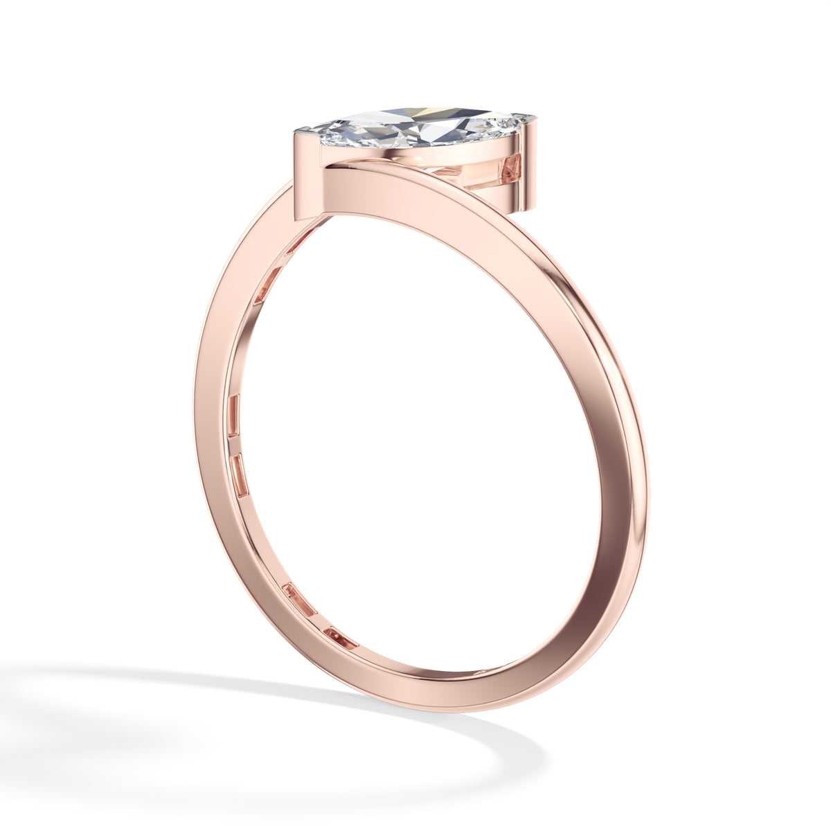 Lune Ring Marquise Lab Grown Diamond East West Knife Edge