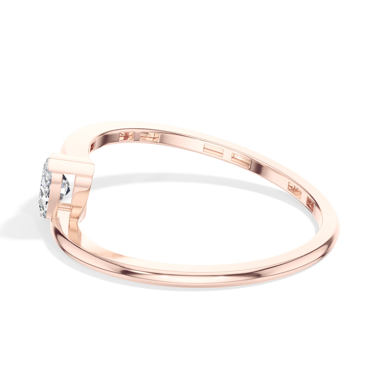 Lune Ring Marquise Lab Grown Diamond East West Knife Edge