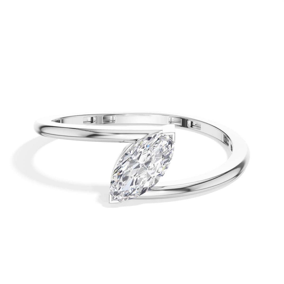 Lune Ring Marquise Lab Grown Diamond East West Knife Edge