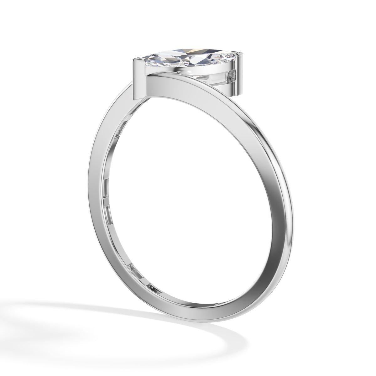 Lune Ring Marquise Lab Grown Diamond East West Knife Edge
