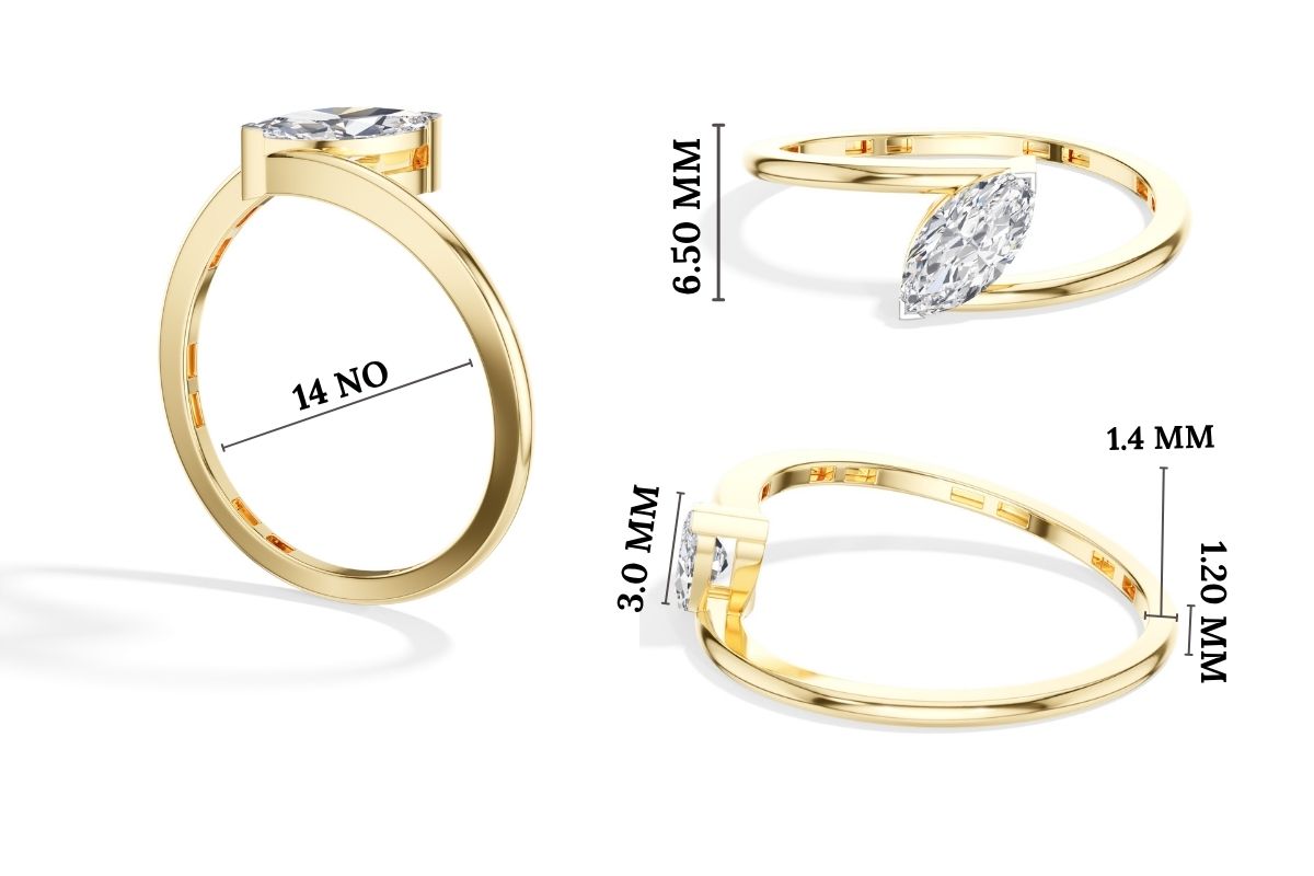Lune Ring Marquise Lab Grown Diamond East West Knife Edge