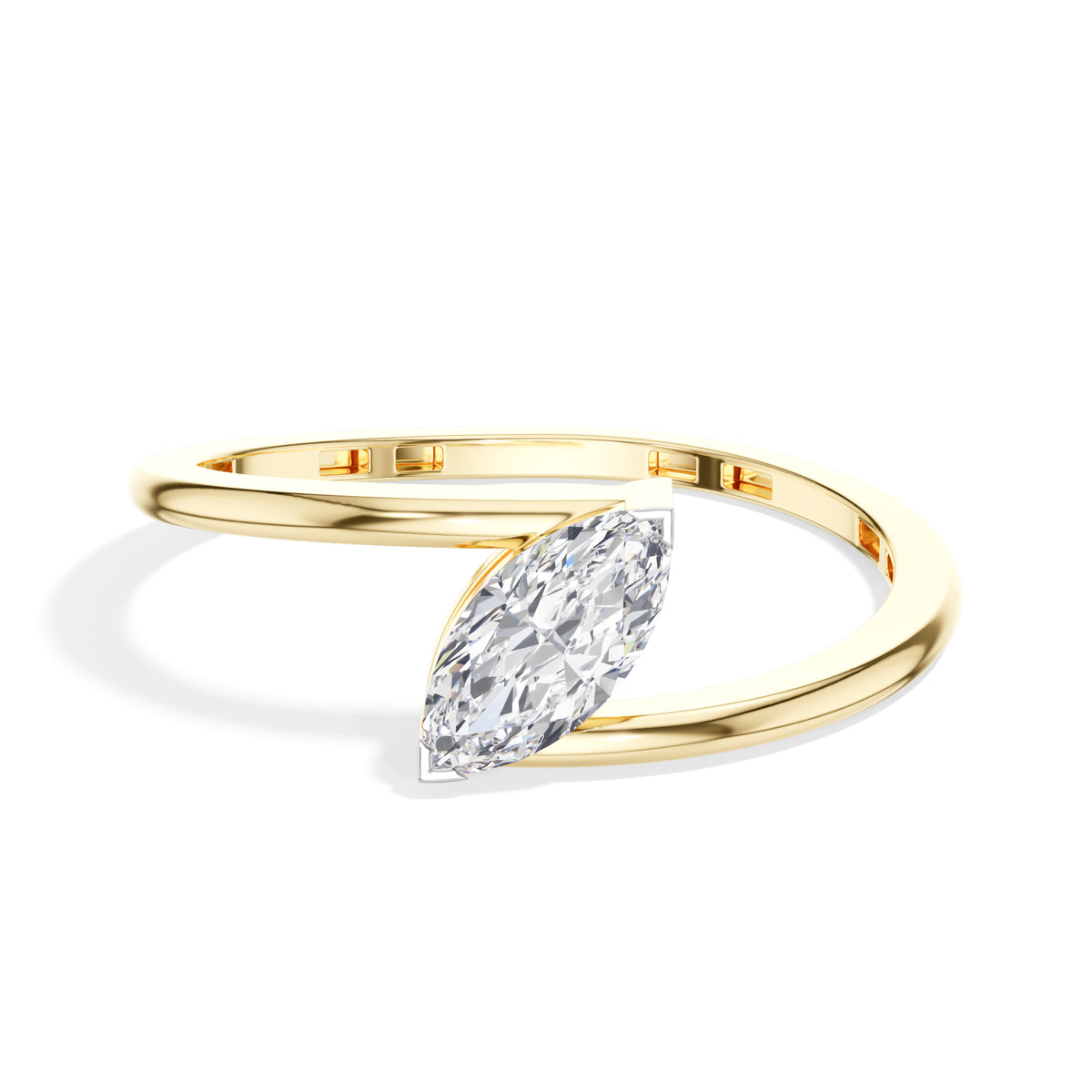 Lune Ring Marquise Lab Grown Diamond East West Knife Edge