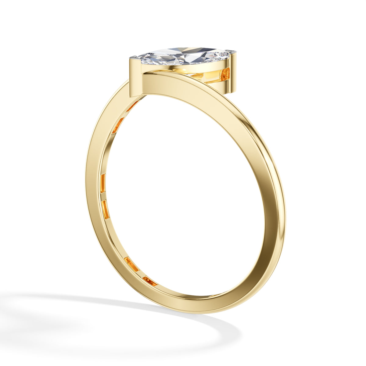 Lune Ring Marquise Lab Grown Diamond East West Knife Edge