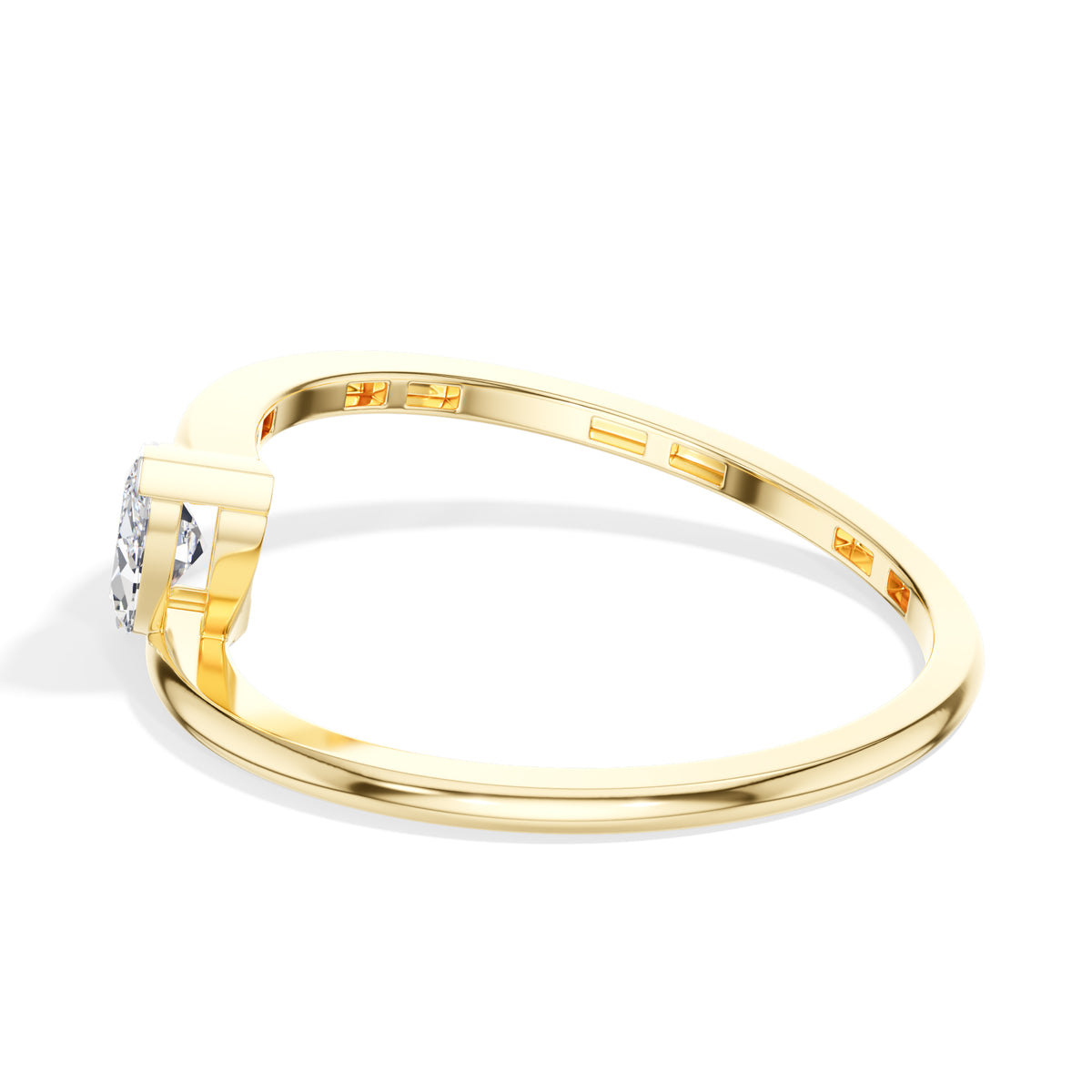 Lune Ring Marquise Lab Grown Diamond East West Knife Edge