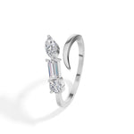 Chord Ring Mixed Cut Three Stone Lab Grown Diamond Baguette Marquise