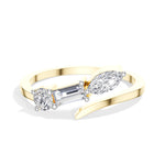 Chord Ring Mixed Cut Three Stone Lab Grown Diamond Baguette Marquise