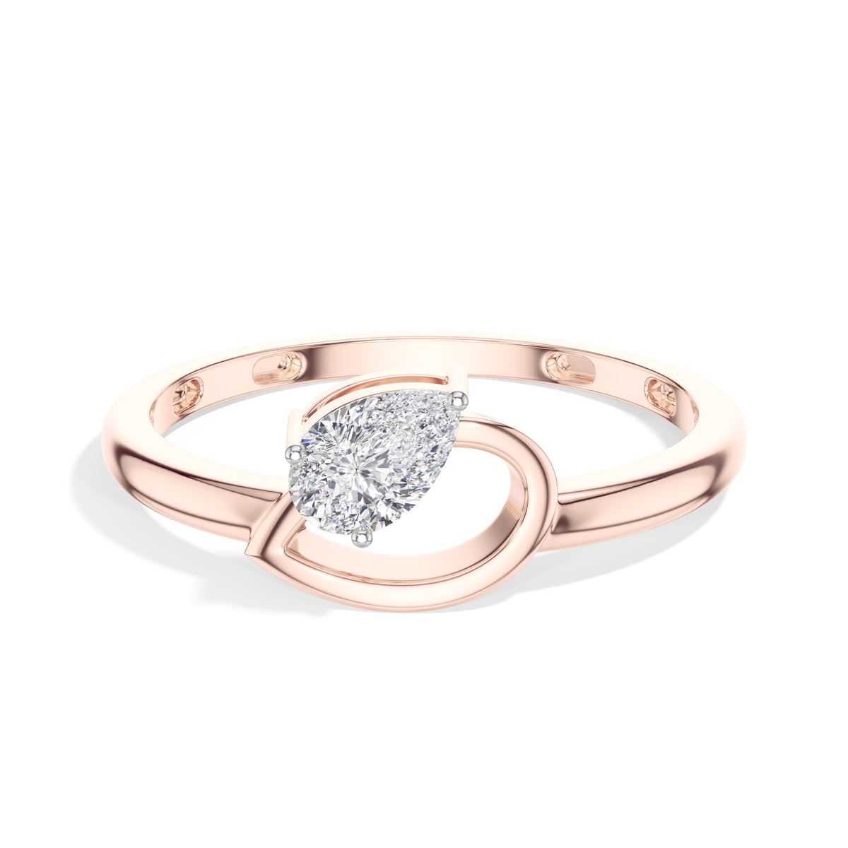 Drift Ring Pear Lab Grown Diamond Bypass Band Solitaire