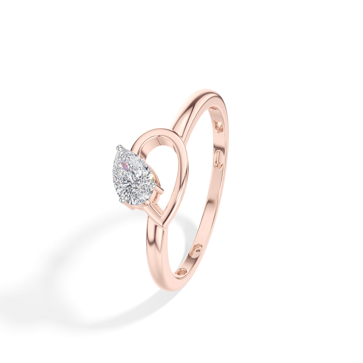 Drift Ring Pear Lab Grown Diamond Bypass Band Solitaire