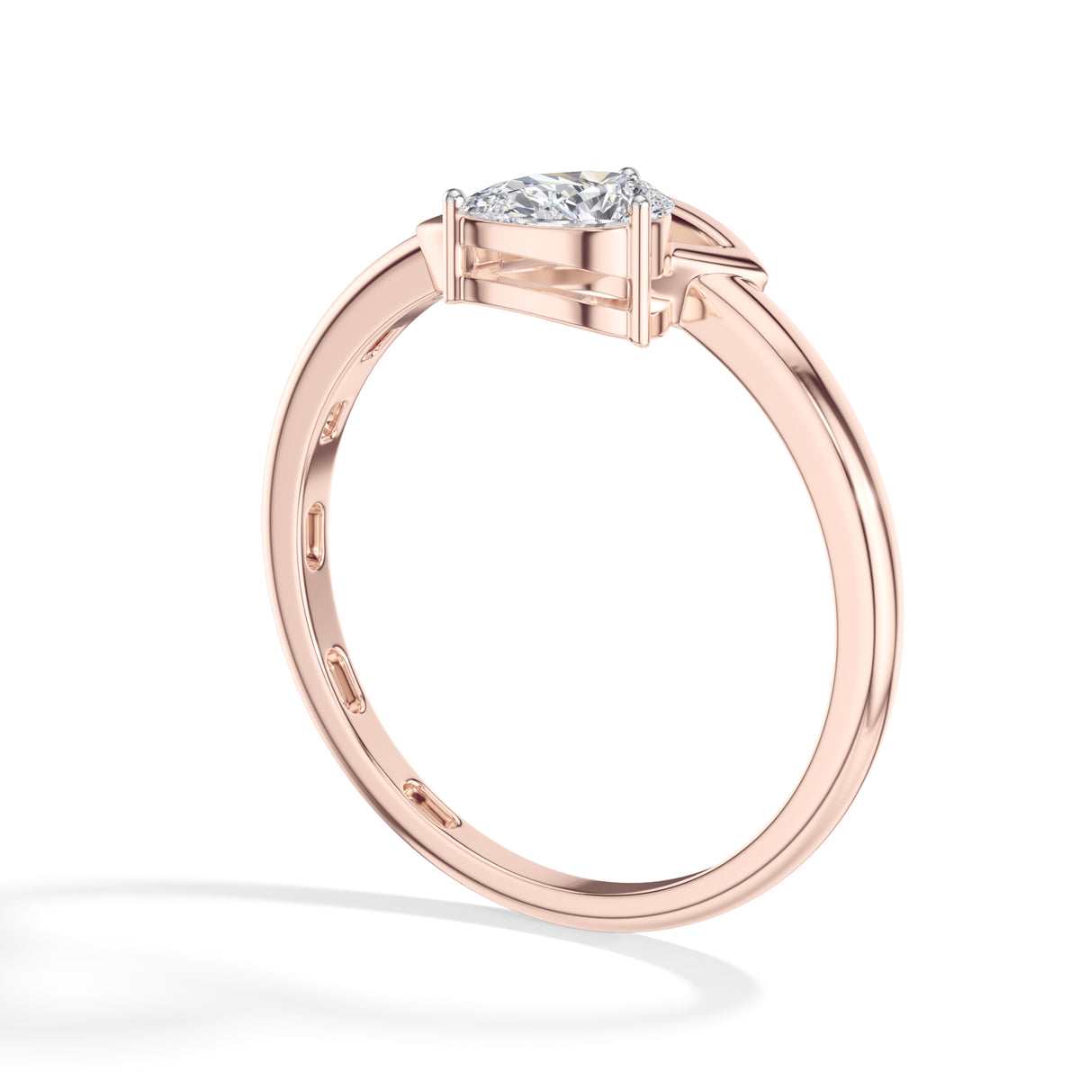 Drift Ring Pear Lab Grown Diamond Bypass Band Solitaire