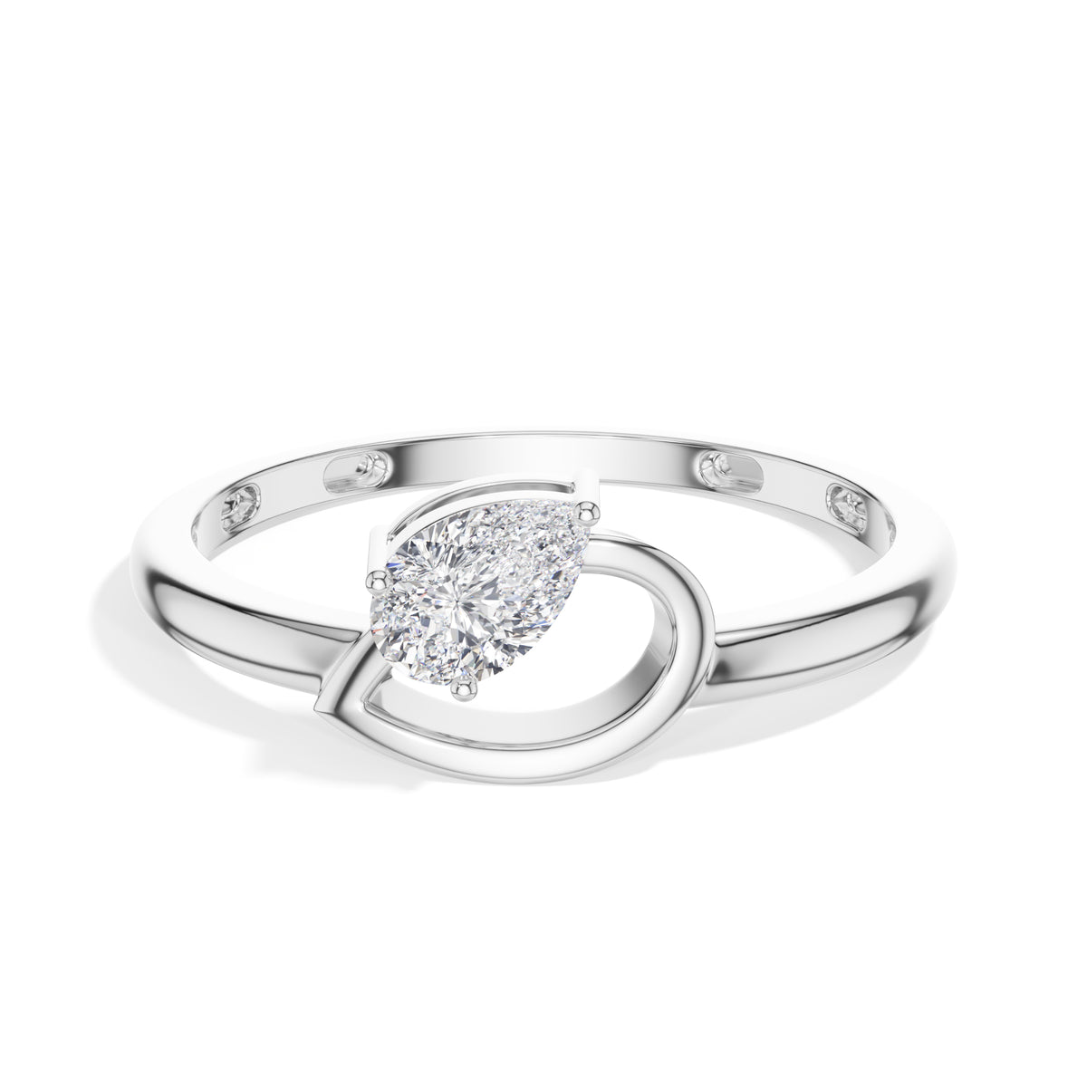 Drift Ring Pear Lab Grown Diamond Bypass Band Solitaire