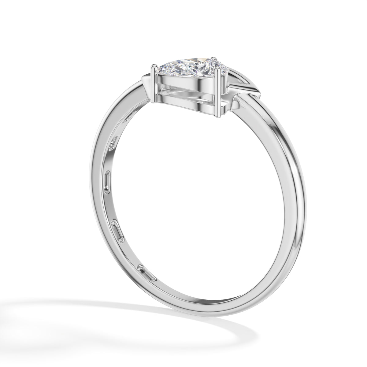 Drift Ring Pear Lab Grown Diamond Bypass Band Solitaire