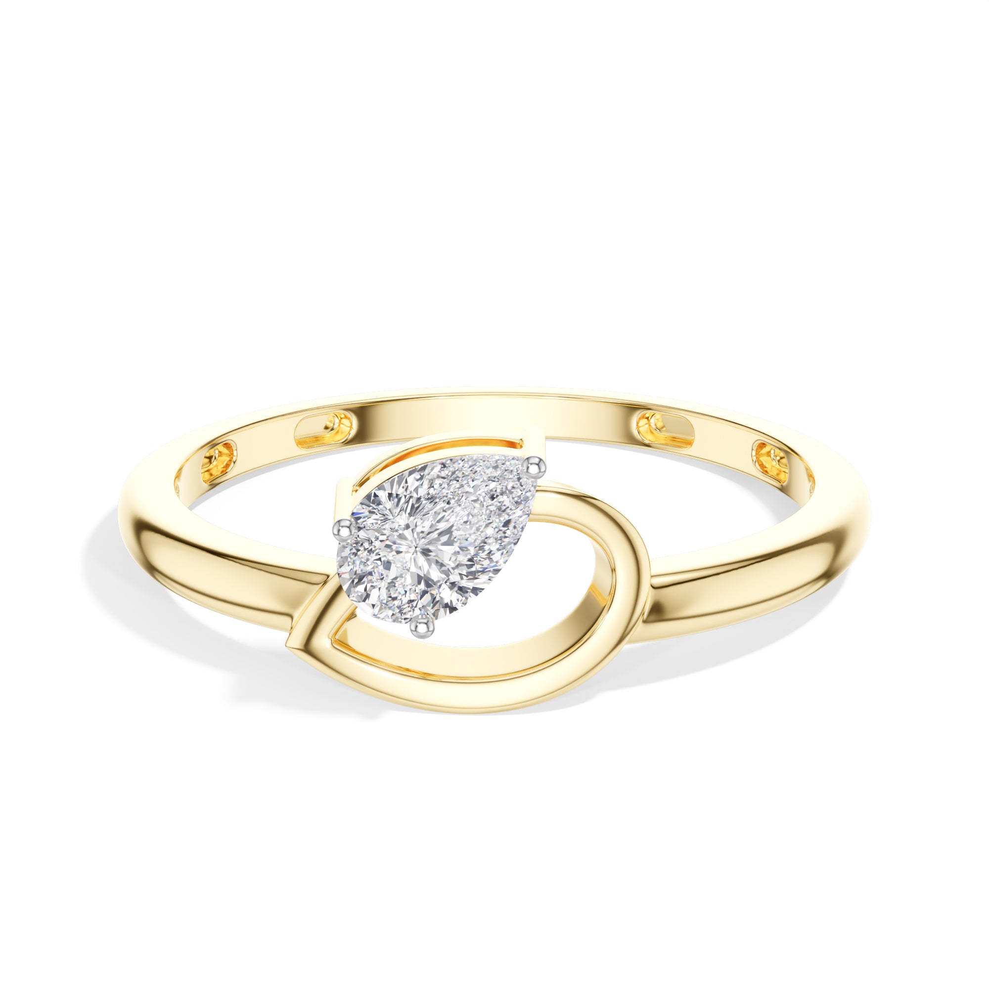 Drift Ring Pear Lab Grown Diamond Bypass Band Solitaire
