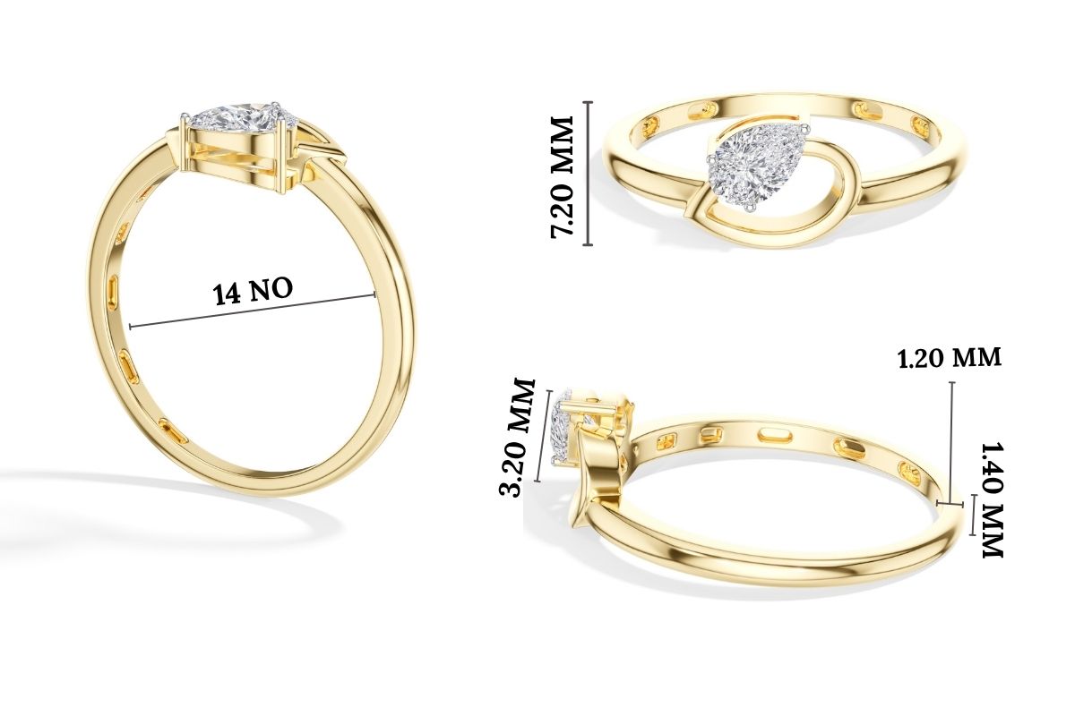 Drift Ring Pear Lab Grown Diamond Bypass Band Solitaire