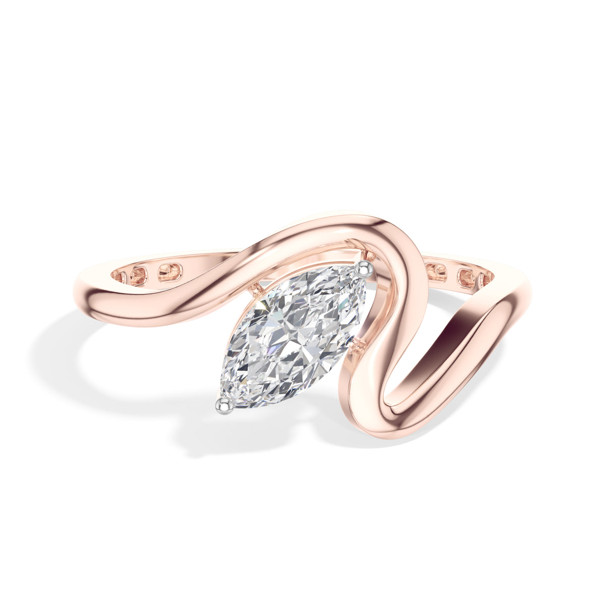 Sinuous Ring Marquise Lab Grown Diamond Double Wrap Band