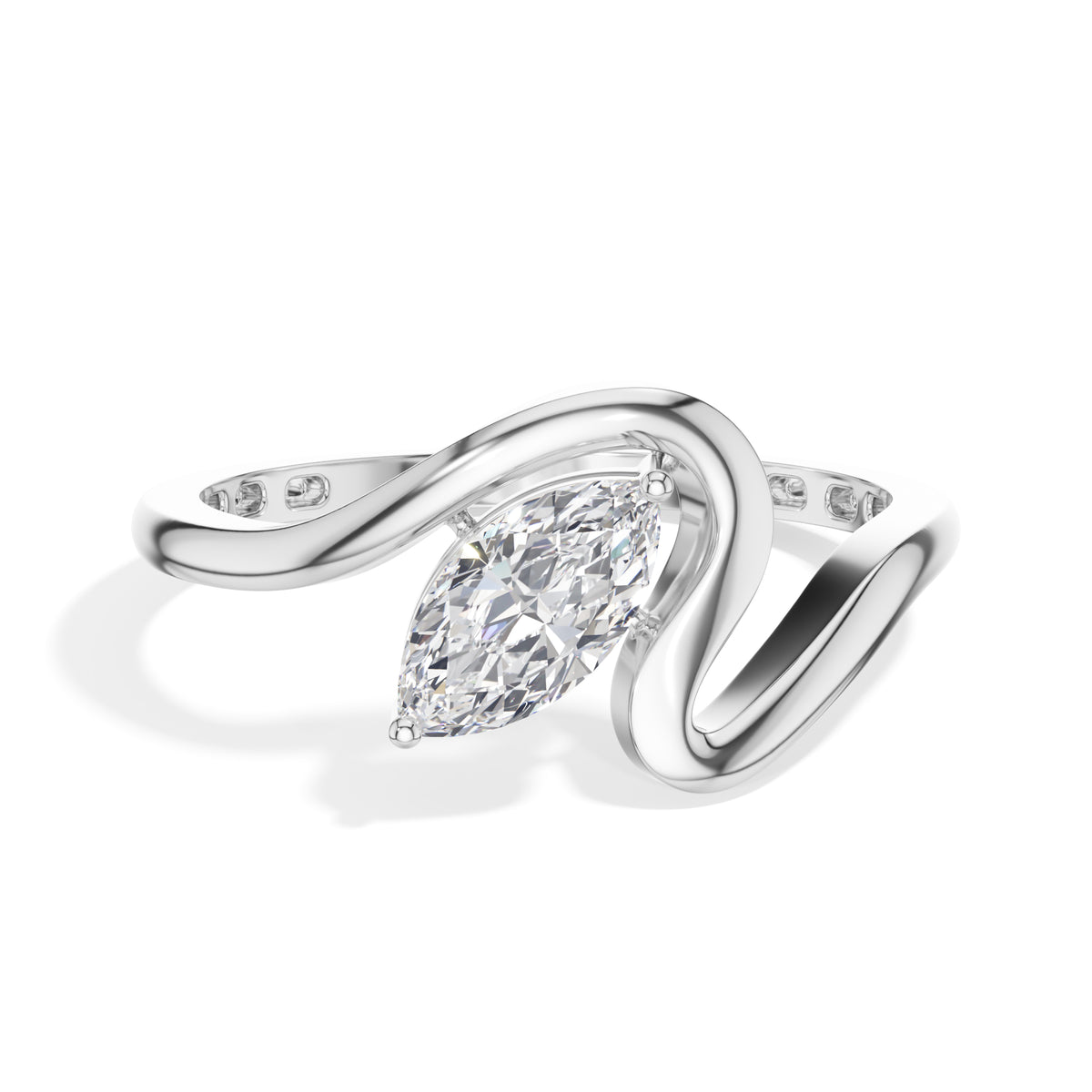 Sinuous Ring Marquise Lab Grown Diamond Double Wrap Band