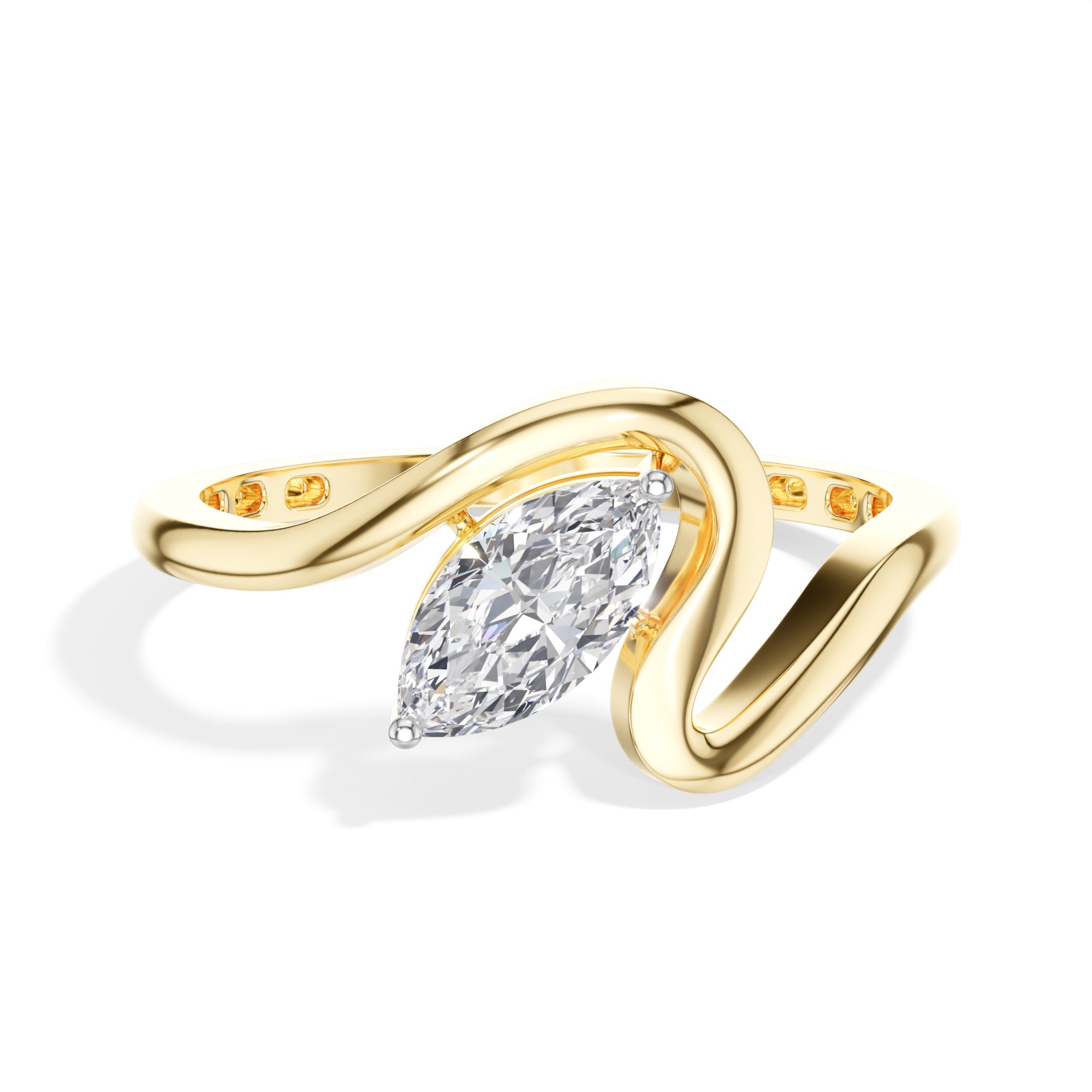 Sinuous Ring Marquise Lab Grown Diamond Double Wrap Band