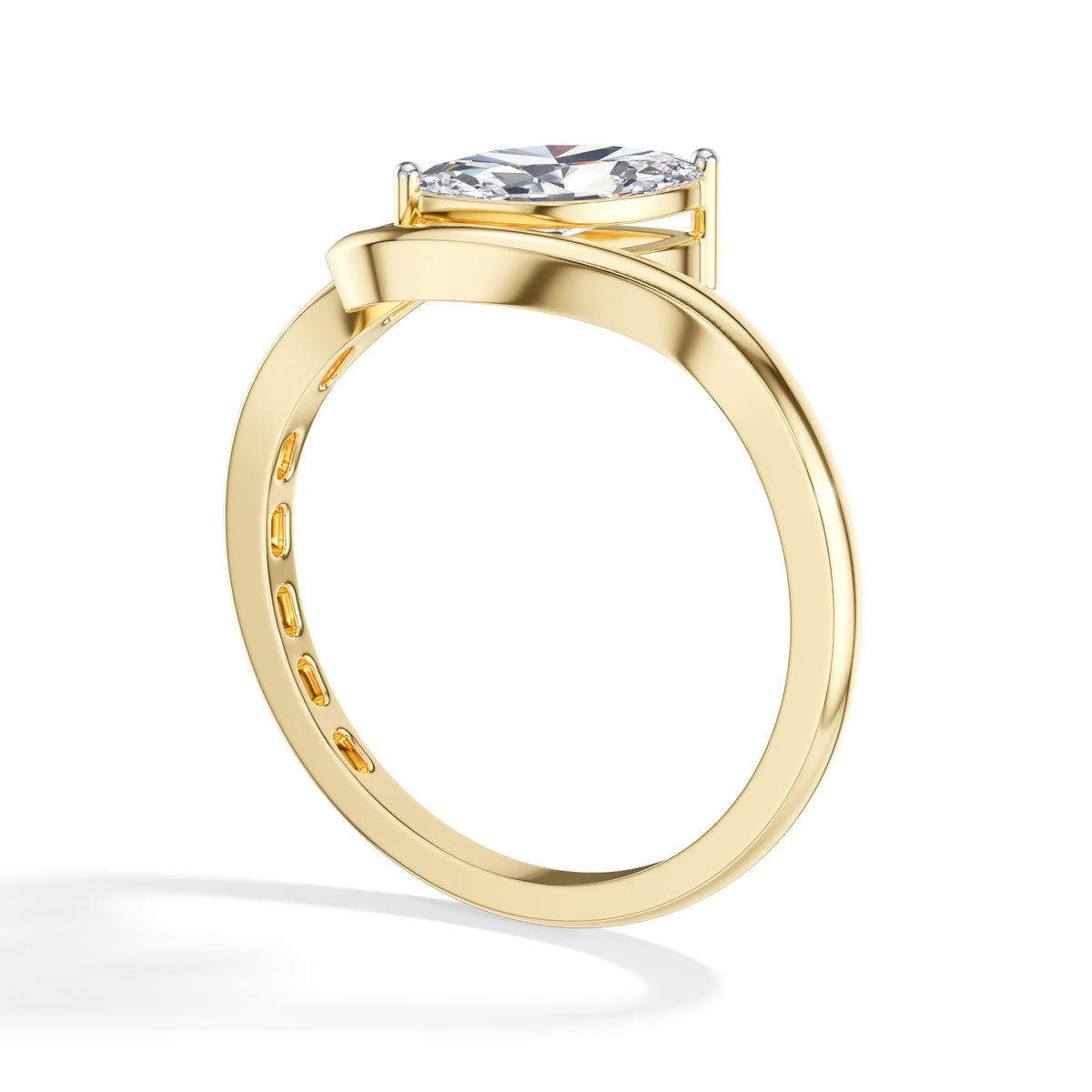 Sinuous Ring Marquise Lab Grown Diamond Double Wrap Band