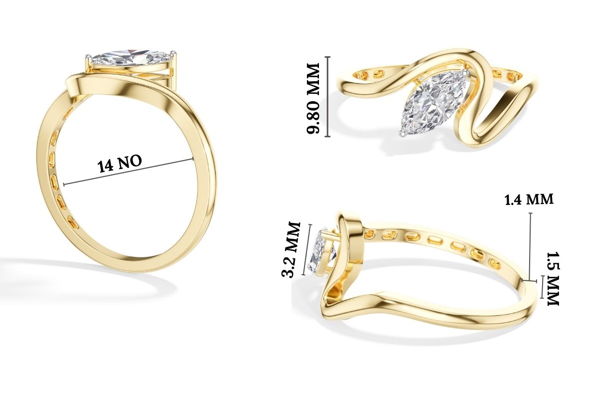 Sinuous Ring Marquise Lab Grown Diamond Double Wrap Band
