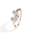 Trinity Ring Round Lab Grown Diamond Three Stone Chevron Band
