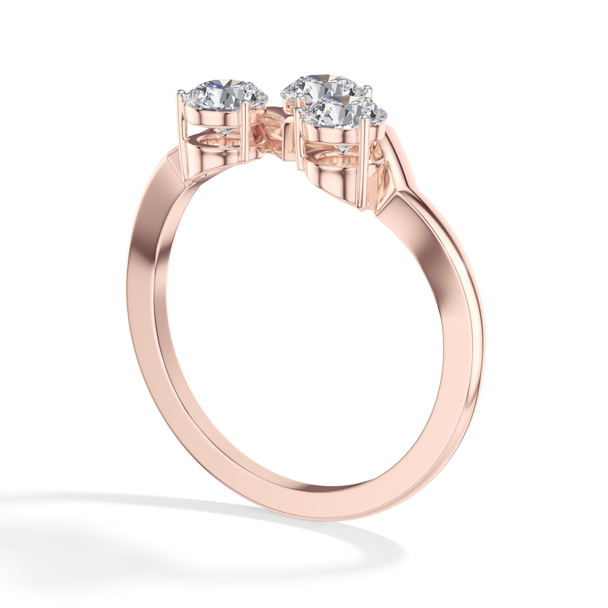 Trinity Ring Round Lab Grown Diamond Three Stone Chevron Band
