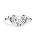 Trinity Ring Round Lab Grown Diamond Three Stone Chevron Band