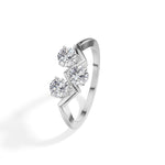 Trinity Ring Round Lab Grown Diamond Three Stone Chevron Band