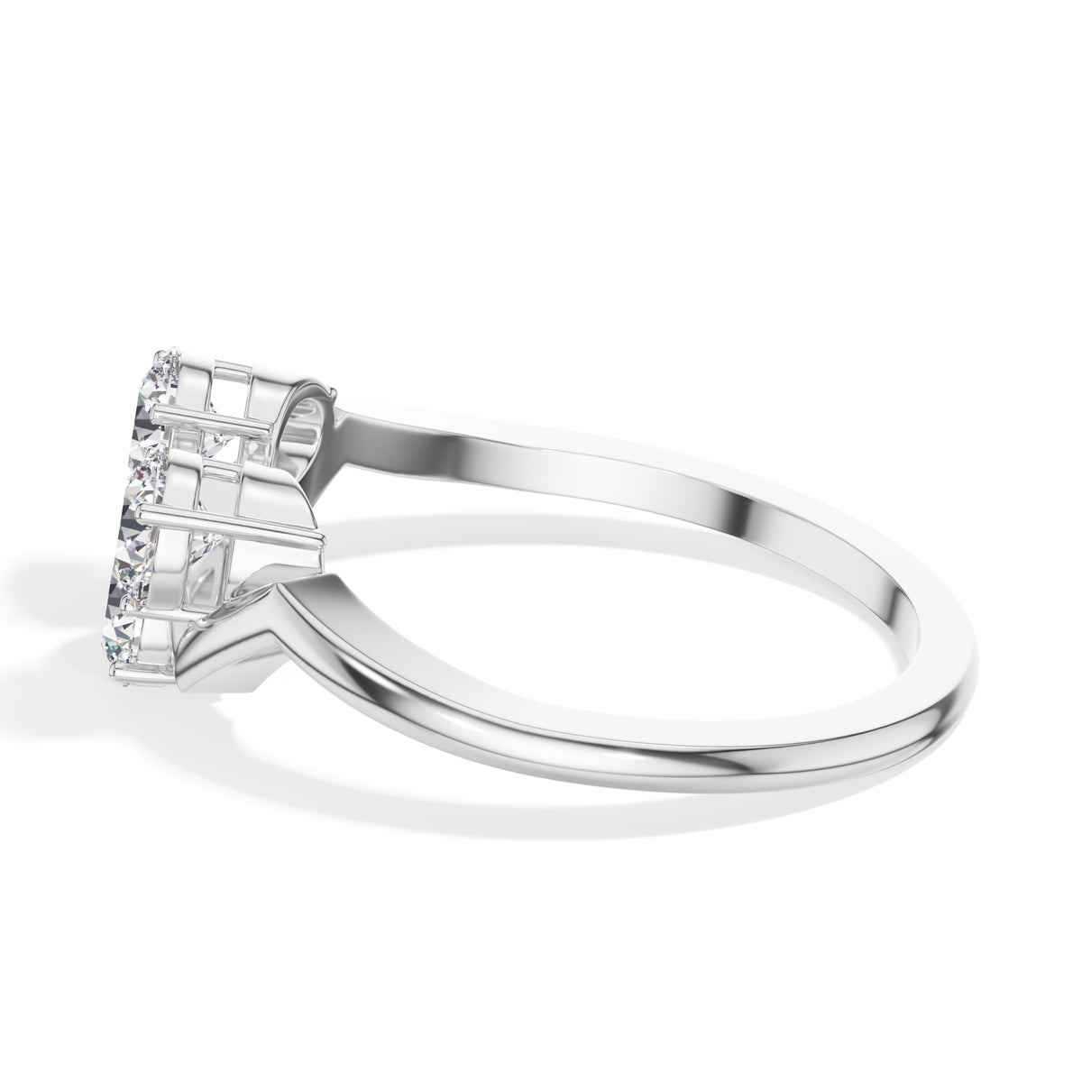 Trinity Ring Round Lab Grown Diamond Three Stone Chevron Band