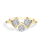 Trinity Ring Round Lab Grown Diamond Three Stone Chevron Band