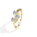 Trinity Ring Round Lab Grown Diamond Three Stone Chevron Band