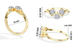 Trinity Ring Round Lab Grown Diamond Three Stone Chevron Band