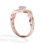 Pinna Ring Round Lab Grown Diamond Double Chevron Band Solitaire