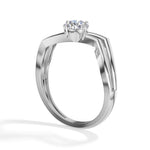 Pinna Ring Round Lab Grown Diamond Double Chevron Band Solitaire