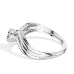 Pinna Ring Round Lab Grown Diamond Double Chevron Band Solitaire