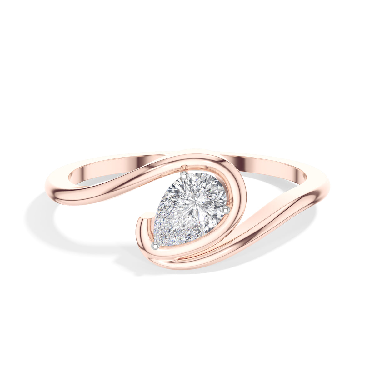 Tendril Ring Pear Lab Grown Diamond Bypass Wrap Band Solitaire