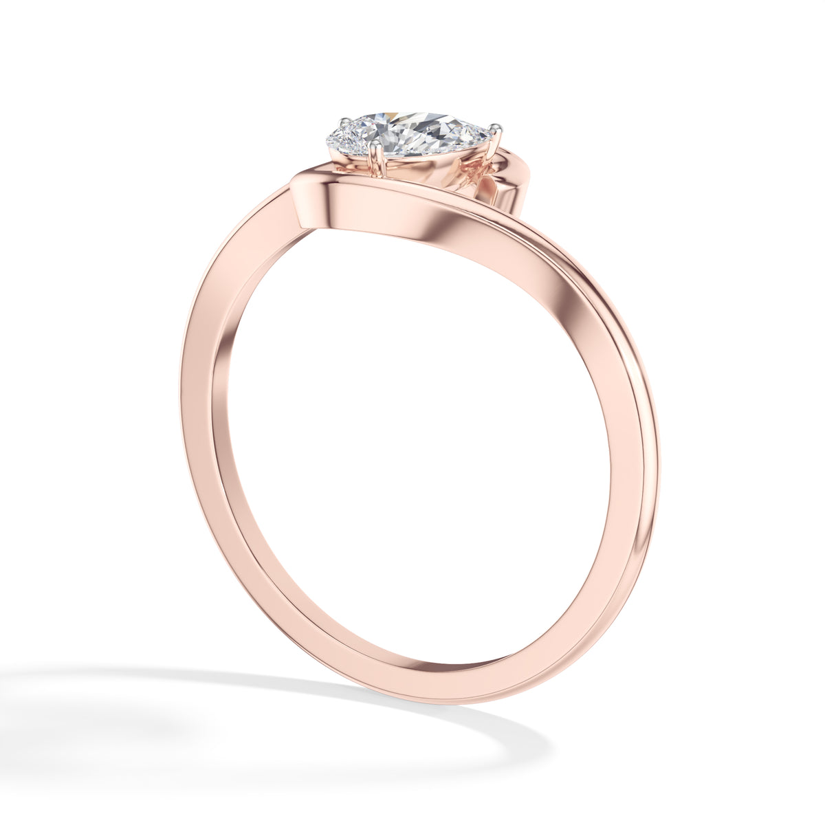 Tendril Ring Pear Lab Grown Diamond Bypass Wrap Band Solitaire
