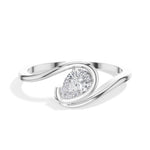 Tendril Ring Pear Lab Grown Diamond Bypass Wrap Band Solitaire