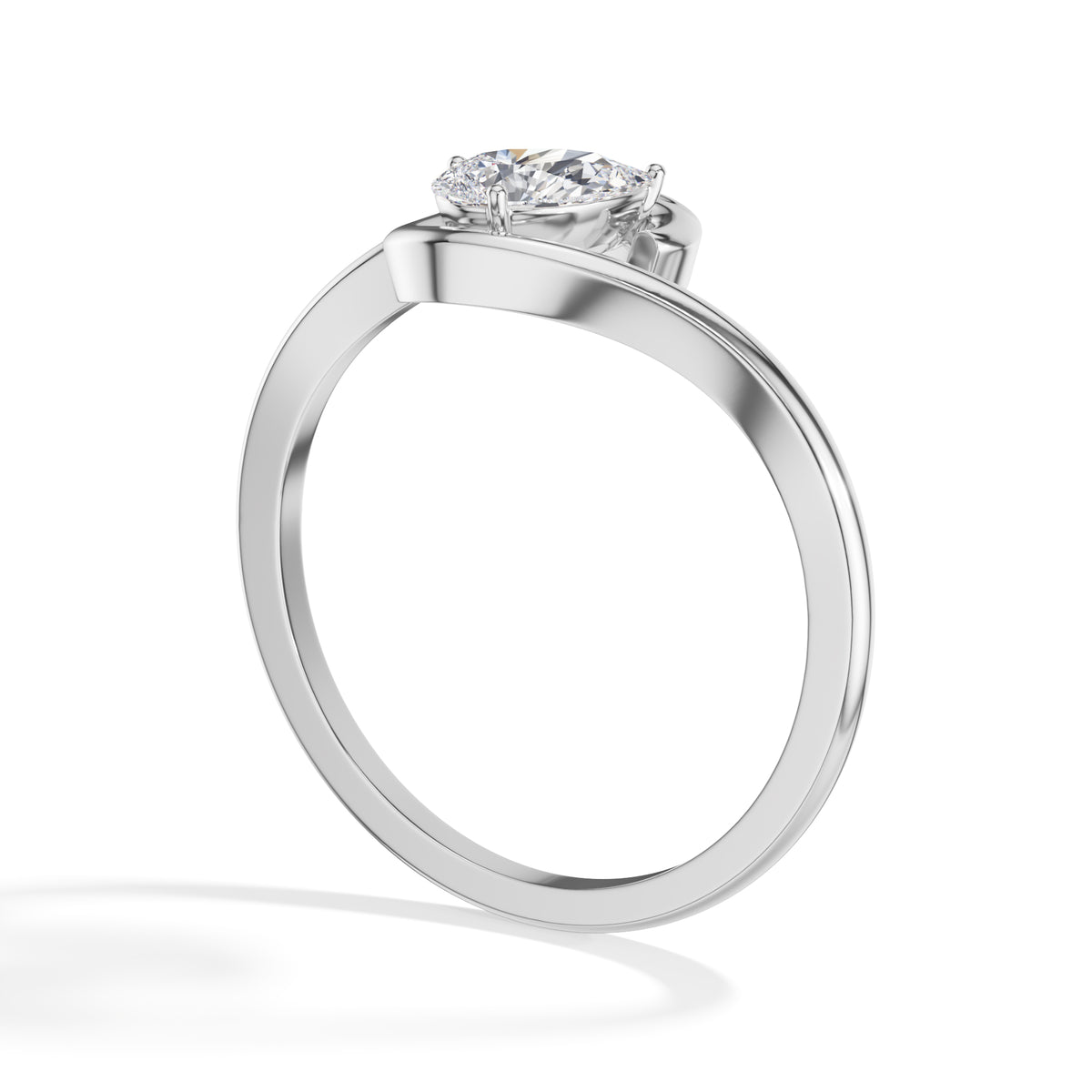 Tendril Ring Pear Lab Grown Diamond Bypass Wrap Band Solitaire