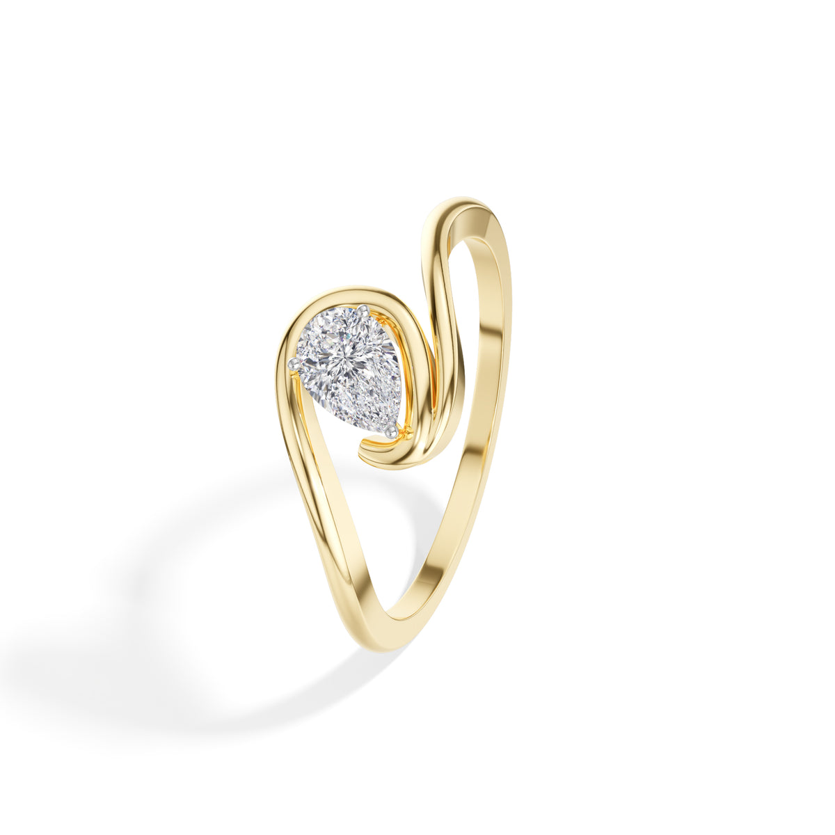 Tendril Ring Pear Lab Grown Diamond Bypass Wrap Band Solitaire