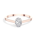 Repose Ring Oval Lab Grown Diamond Minimal Band Four Claw