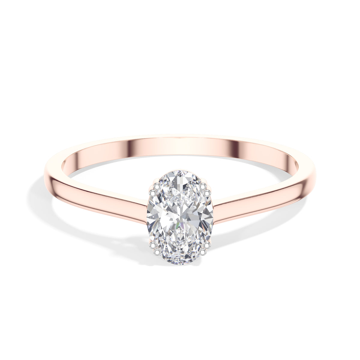 Repose Ring Oval Lab Grown Diamond Minimal Band Four Claw