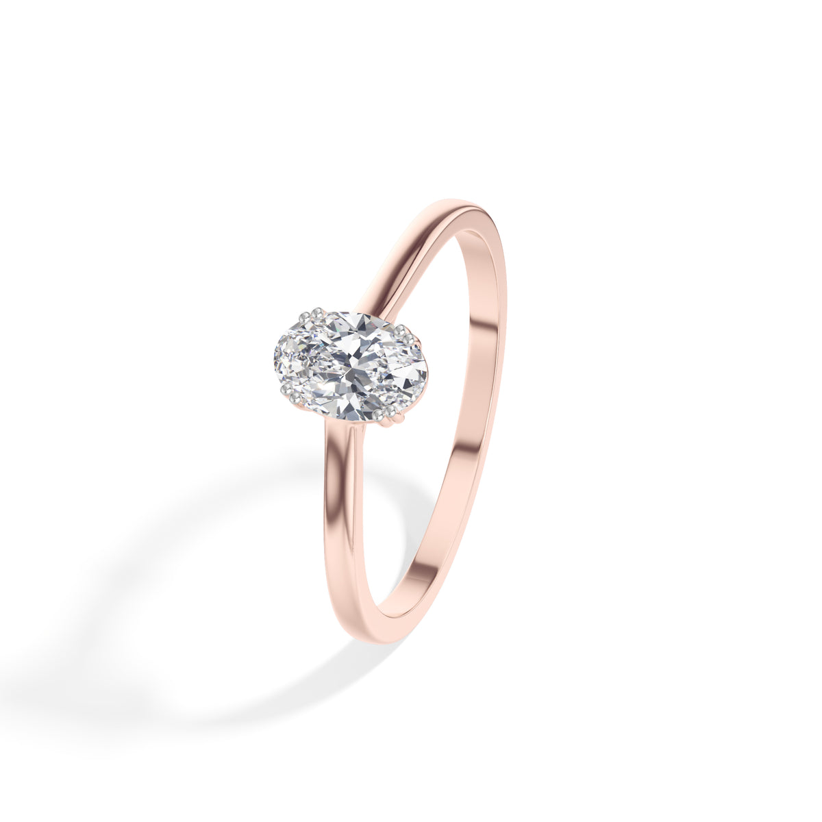 Repose Ring Oval Lab Grown Diamond Minimal Band Four Claw