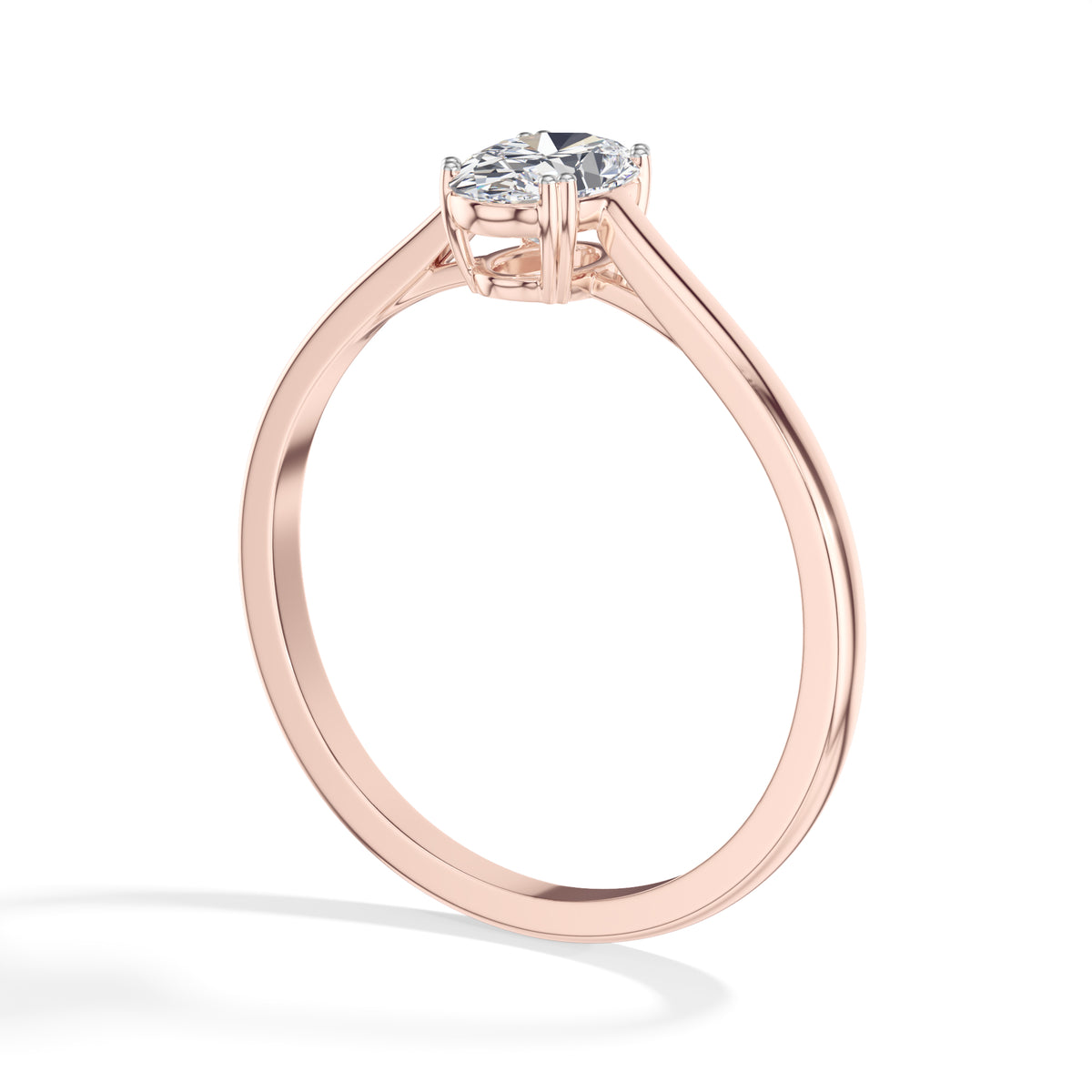 Repose Ring Oval Lab Grown Diamond Minimal Band Four Claw